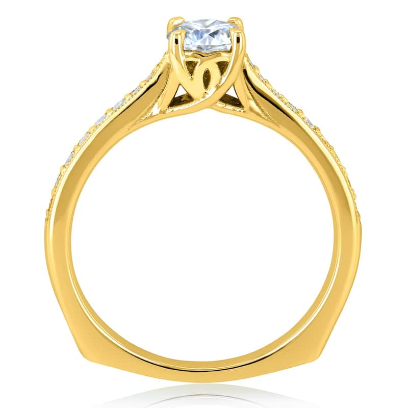 Annello by Kobelli 14k Gold 5/8ct TDW Round Diamond Square European Shank Trellis Engagement Ring (HI, I1-I2)