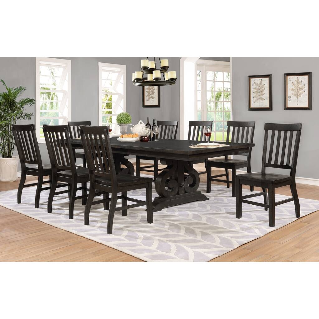 Best Quality Furniture 9-Piece Rustic Cappuccino Dining Set