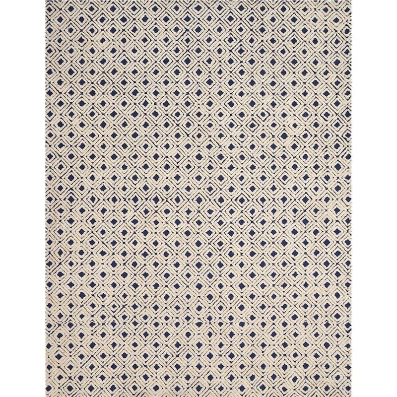 Nourison Modern Diamond Hand-tufted Area Rug - 9'6" x 13' - Navy/Ivory - Runner/Rectangle