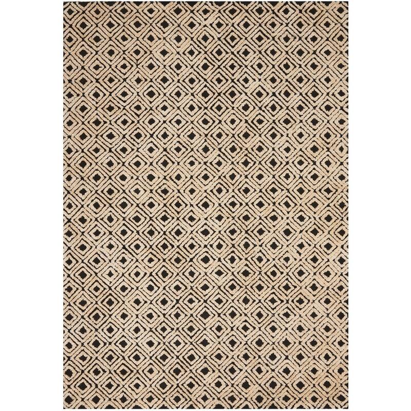 Nourison Modern Diamond Hand-tufted Area Rug - 5'3" x 7'4" - Black/Beige - Runner/Rectangle