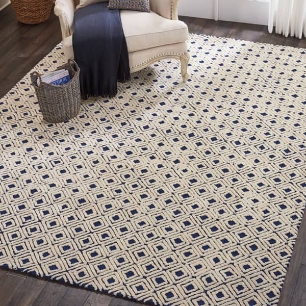 slide 2 of 16, Nourison Modern Diamond Hand-tufted Area Rug