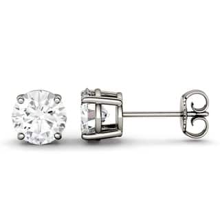 Fine Twobirch Earrings For Less Twobirch 14k White Gold Brilliant Moissanite Studs 4 5 Mm 0 58 Ct Twt 66