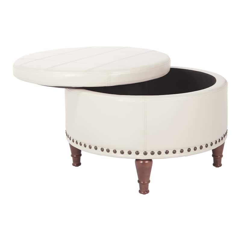 Gracewood Hollow Kuimba Storage Ottoman with Antique Nailheads - Cream