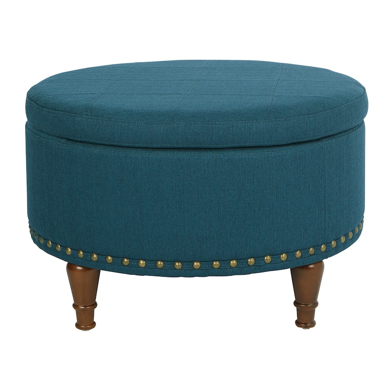 Fabric Alloway Storage Ottoman with Bronze Nailheads