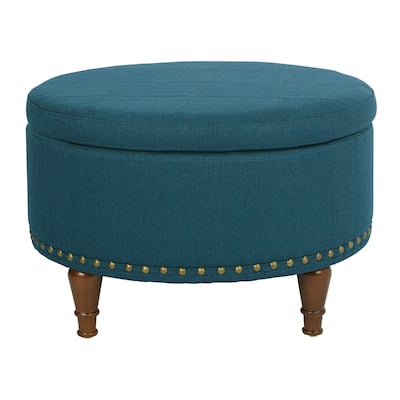 Fabric Alloway Storage Ottoman with Bronze Nailheads