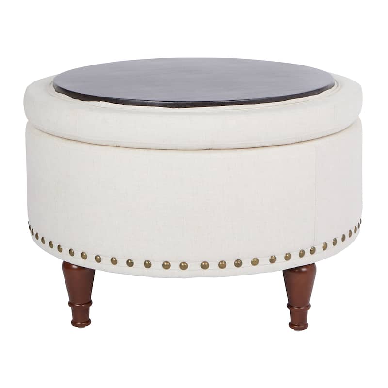 Fabric Alloway Storage Ottoman with Bronze Nailheads