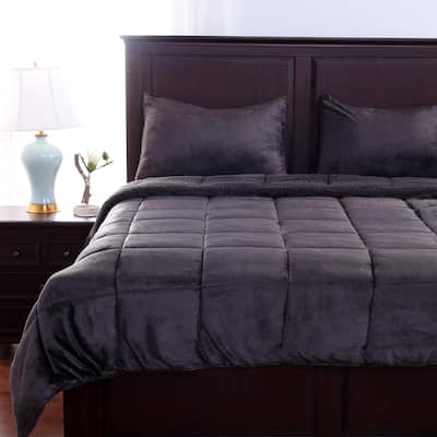 Berkshire Blanket VelvetLoft 3-piece Comforter Set with Fluffy Sherpa Reverse
