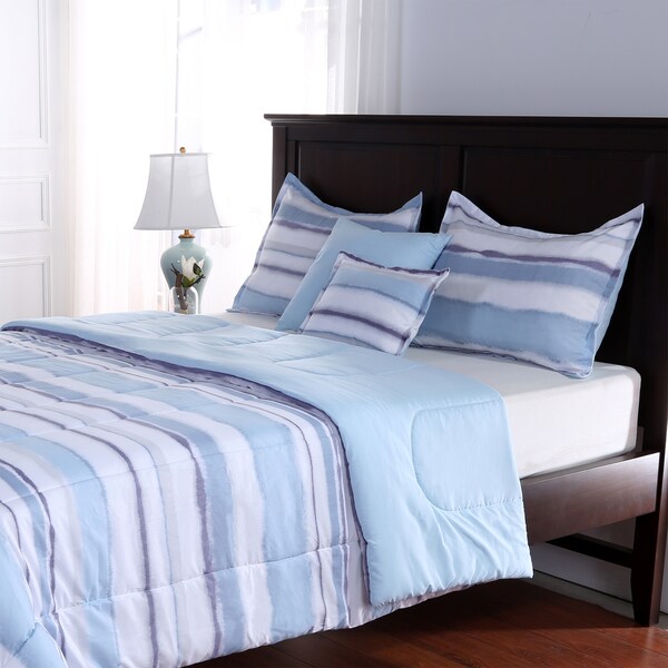 Watercolor Stripe 5 Piece Comforter Set Free Shipping Today Watercolor Stripe 5 Piece Comforter Set