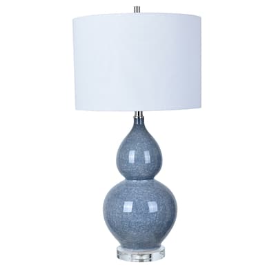 Vincent Blue Lead Crystal Base 30-inch Table Lamp - N/A