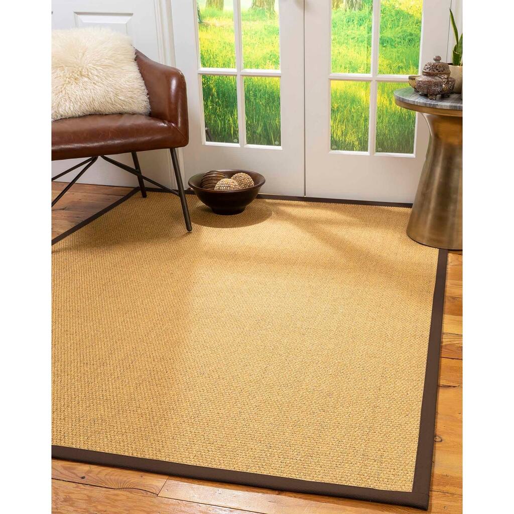 Natural Area Rugs 100%, Natural Fiber Handmade Niagara, Gold/Multi Sisal Rug, Fudge Border - 6' x 9'