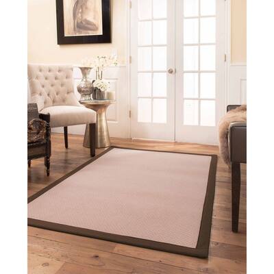 Natural Area Rugs 100%, Natural Fiber Handmade Eloise, Pink Wool Rug, Fudge Border - 8' x 10'