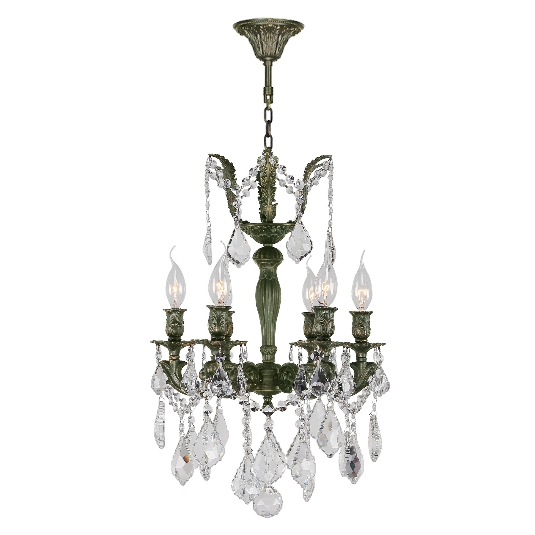 French Royal Collection 6 Light Antique Bronze Finish and Clear Crystal Mini Chandelier 15" D x 22" H - Chandeliers For Bedrooms by Overstock.com