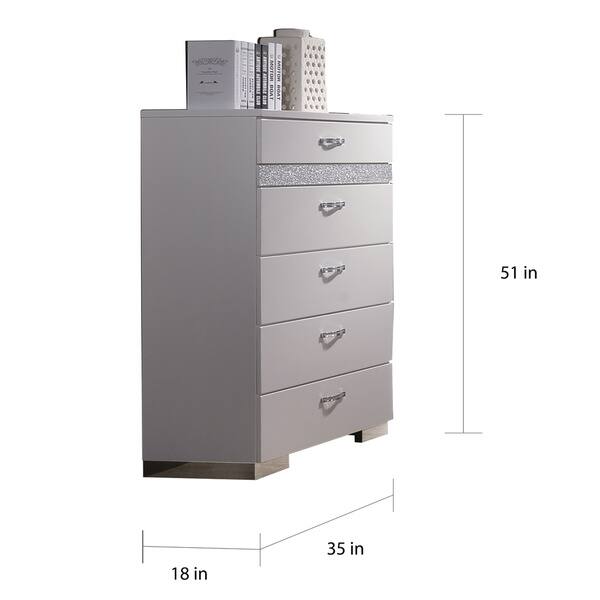 Shop Acme Adair 5 Drawer Chest With Hidden Jewelry Drawer In White