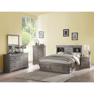 Acme Louis Philippe Storage Queen Bed in Antique Gray