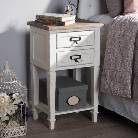 The Gray Barn Heart and Soil Weathered Oak and White Wash Distressed Finish Wood Nightstand