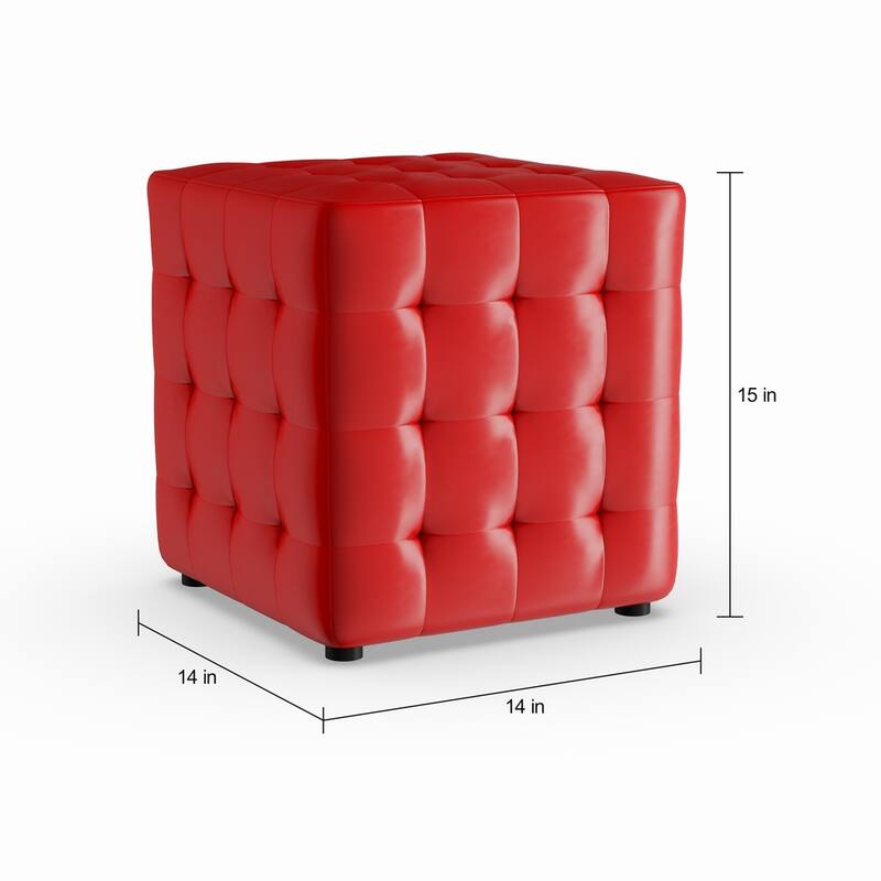 Porch & Den Las Olas Red Cube Ottoman (Set of 2)
