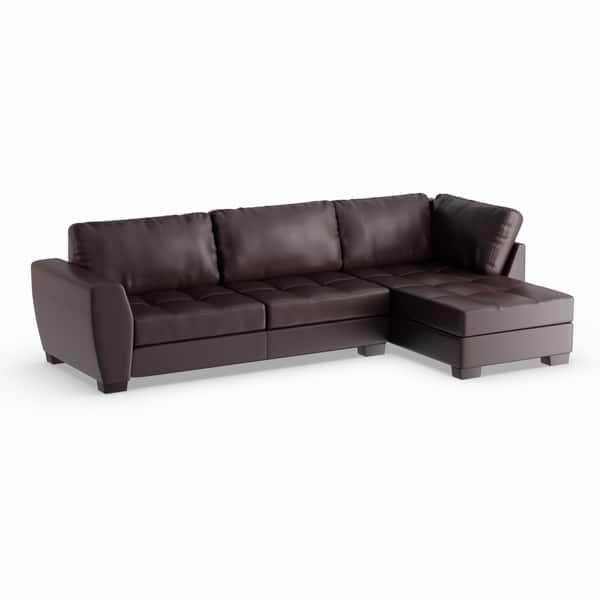 Porch Den Glendale Brown Bonded Leather Modern Sectional Sofa Set With Right Facing Chaise Porch Den Glendale Brown Bonded Leather Modern Sectional Sofa Set With Right Facing Chaise
