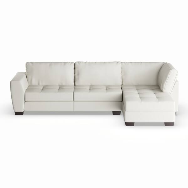 Shop Strick Bolton Milles White Leather Modern Sectional Sofa