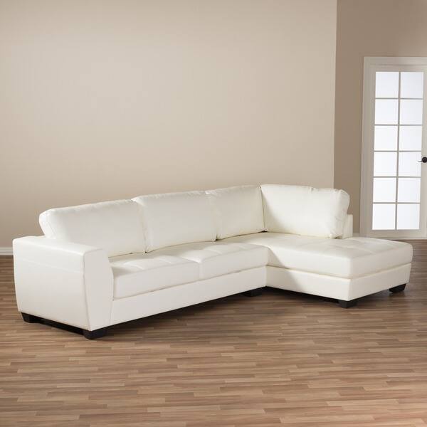 Shop Strick Bolton Milles White Leather Modern Sectional Sofa