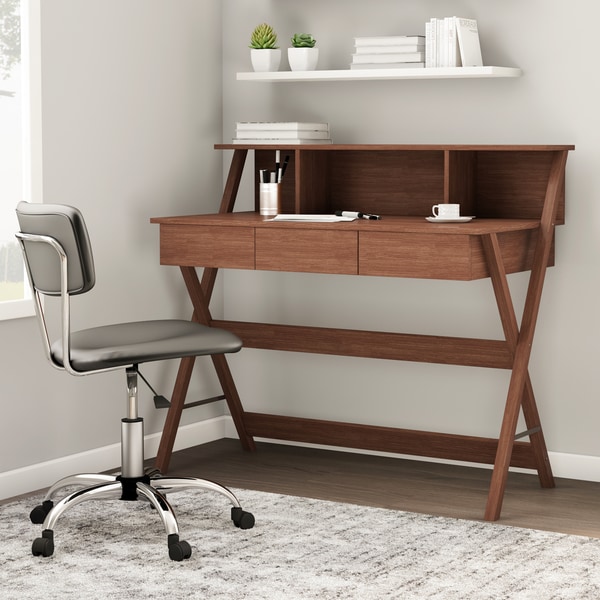 Porch & Den Victoria Park Brickell Oak Finish Modern Writing Desk