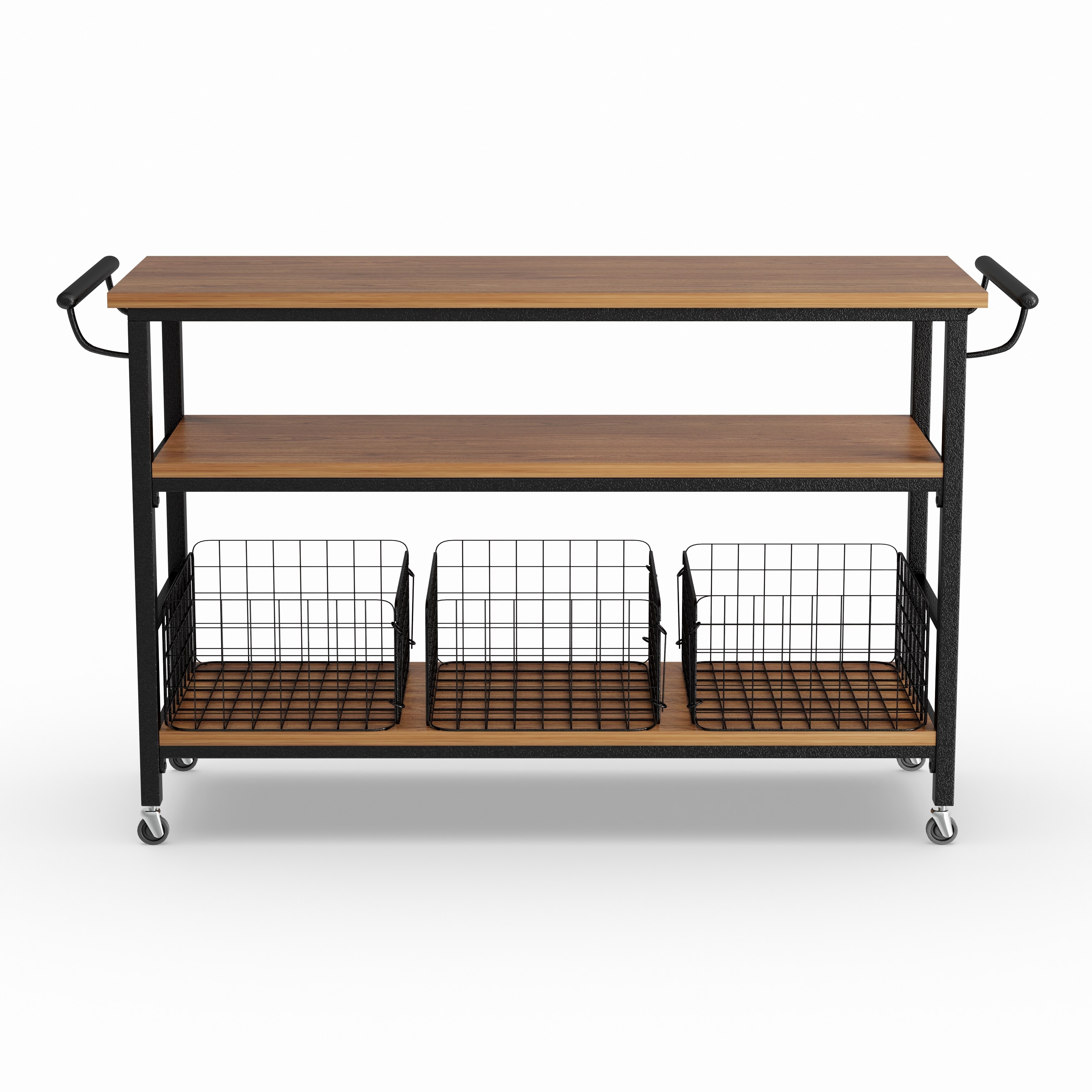 Shop Carbon Loft Leslie Metal Frame Rustic Kitchen Cart With Wood