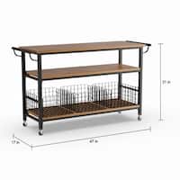 Carbon Loft Leslie Metal Frame Rustic Kitchen Cart with Wood Tabletops and Shelves