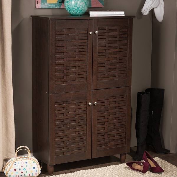 Shop Strick Bolton Vadym Dark Brown 4 Door Shoe Cabinet Free