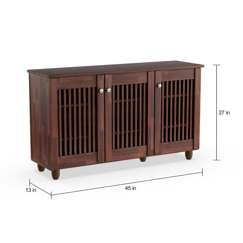 Copper Grove Angelina Dark Brown 3-door Shoe Cabinet