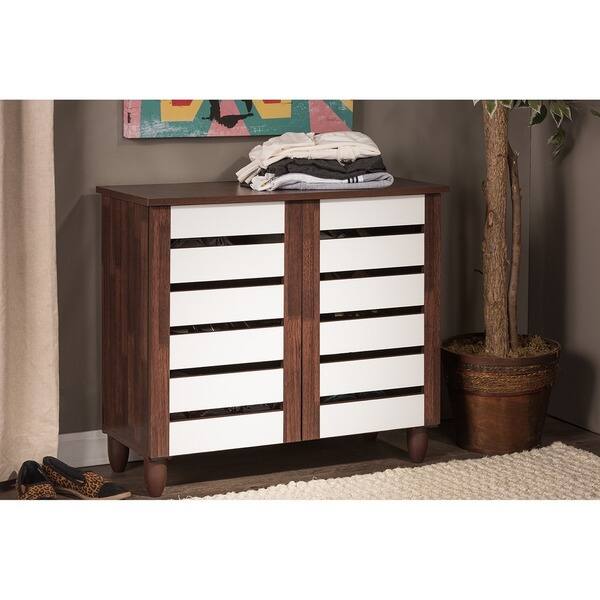 Shop Porch Den Harold Martin Brown White 2 Door Shoe Cabinet