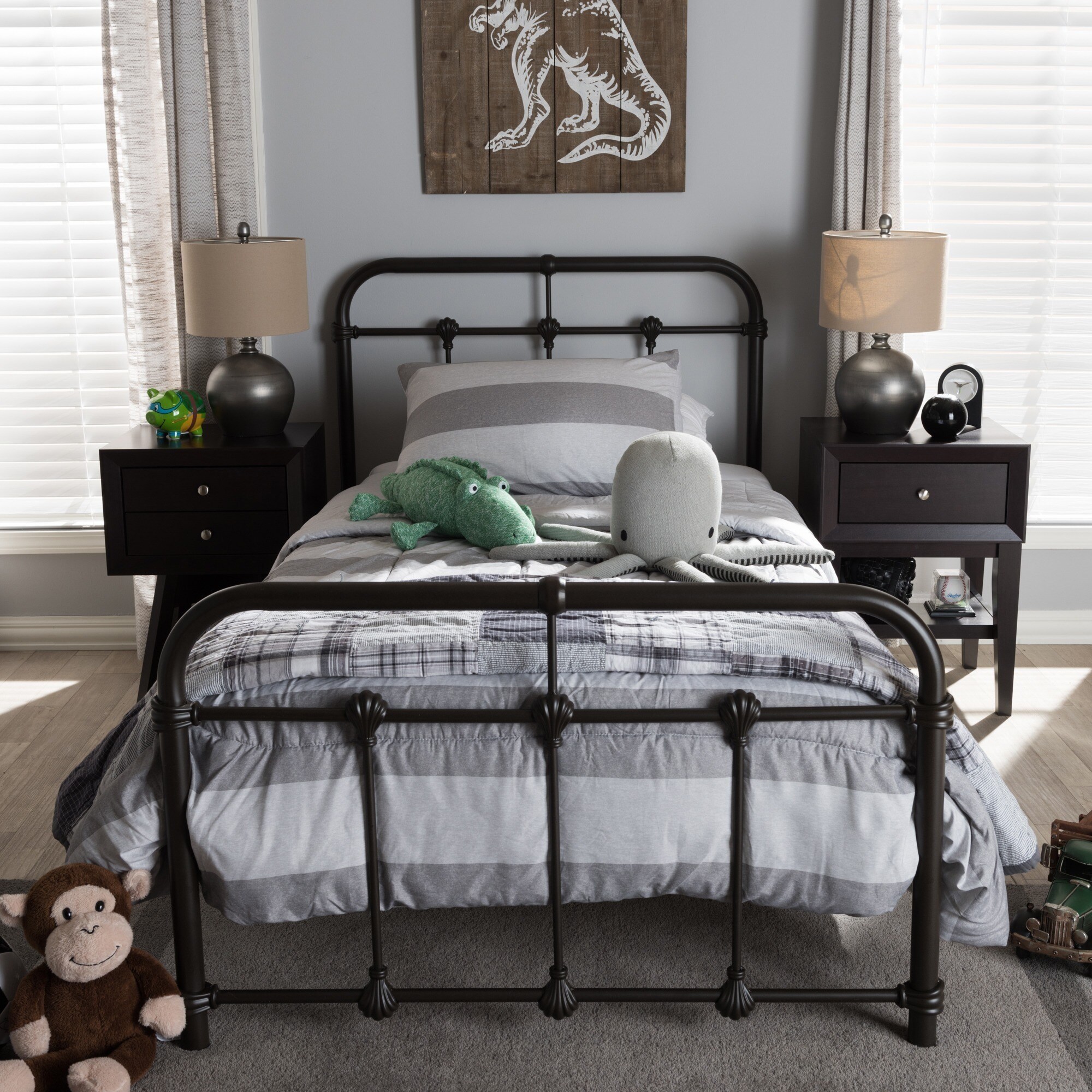 Details About Vintage Industrial Metal Platform Bed By Baxton Studio