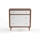 Carson Carrington Trollhattan Mid-century Modern White and Walnut Wood 3-drawer Chest - Thumbnail 2