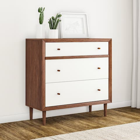 Carson Carrington Trollhattan 3-drawer White/Walnut Wood Chest