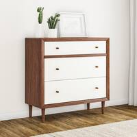 Carson Carrington Trollhattan Mid-century Modern White and Walnut Wood 3-drawer Chest