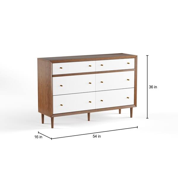 Baxton Studio Harlow Scandinavian 6-Drawer Storage Wood Dresser