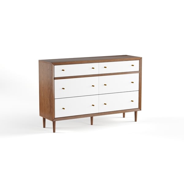 Baxton Studio Harlow Scandinavian 6 Drawer Storage Wood Dresser