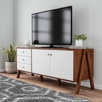 Carson Carrington Eskilstuna White Walnut Wood Sideboard Storage Cabinet