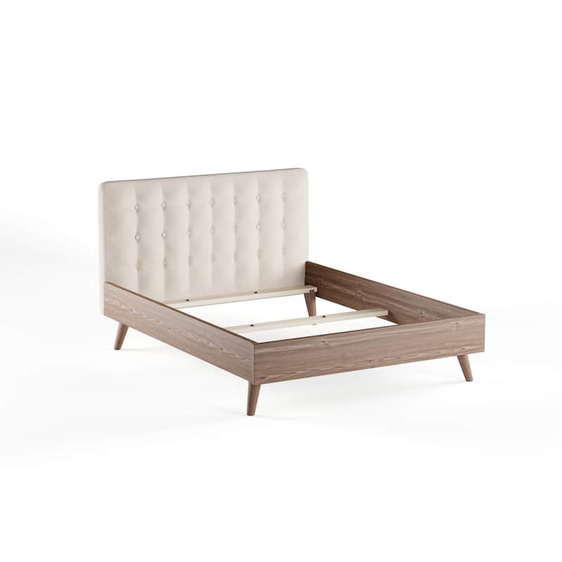 Carson Carrington Harjavalta Mid-century Upholstered Walnut Wood Platform Bed