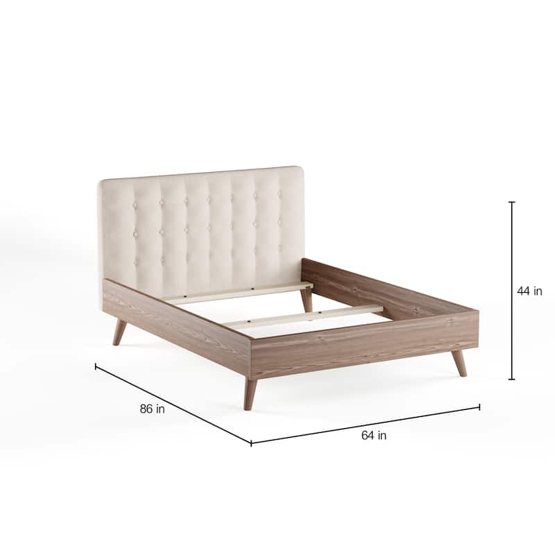 Carson Carrington Harjavalta Mid-century Upholstered Walnut Wood Platform Bed