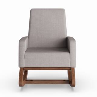 High Back Rocking Chairs Living Room Online At Strick Bolton Basie Mid Century Modern Grey Upholstered Rocking Chair