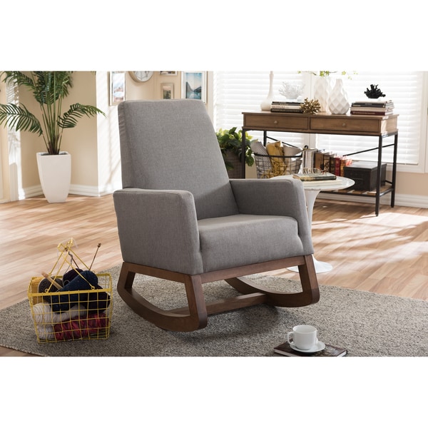 Strick Bolton Basie Mid Century Modern Grey Upholstered Strick Bolton Basie Mid Century Modern Grey Upholstered Rocking Chair