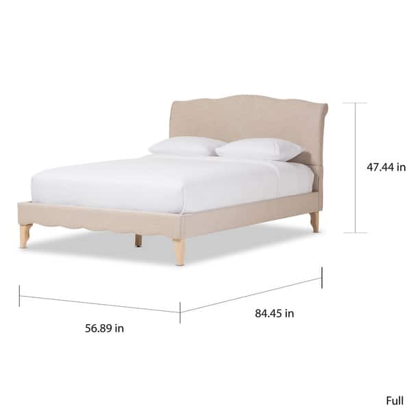 dimension image slide 1 of 3, The Gray Barn Ayrshire Downs French Classic Modern Style Beige Mix Linen Fabric Platform Bed