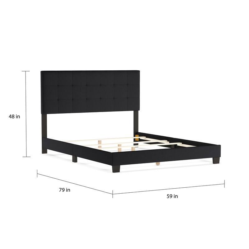Porch & Den Bayview Charcoal Grey Grid-tufted Upholstered Panel Bed