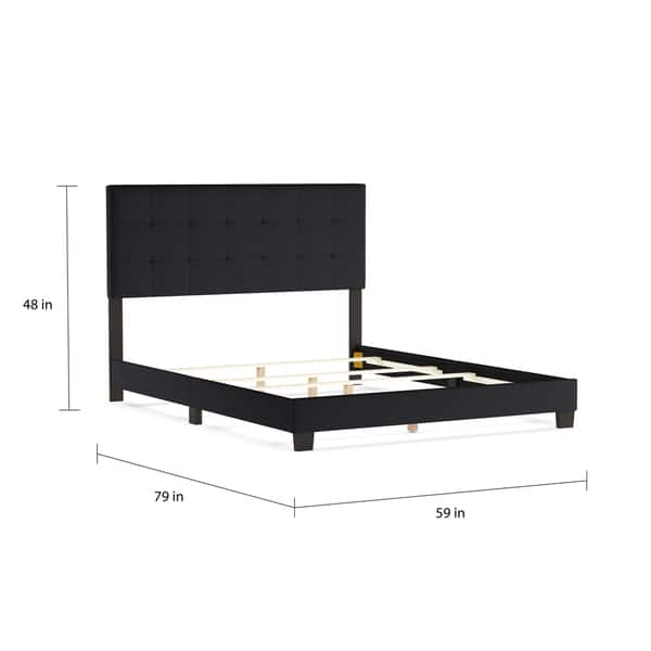 Porch & Den Bayview Charcoal Grey Grid-tufted Upholstered Panel Bed