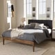 preview thumbnail 1 of 15, Mid-century Upholstered Headboard Wood Platform Bed by Baxton Studio