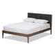 preview thumbnail 16 of 15, Mid-century Upholstered Headboard Wood Platform Bed by Baxton Studio