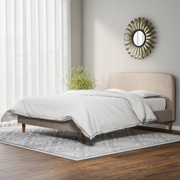 Mid-Century Fabric Upholstered Platform Bed by Baxton Studio