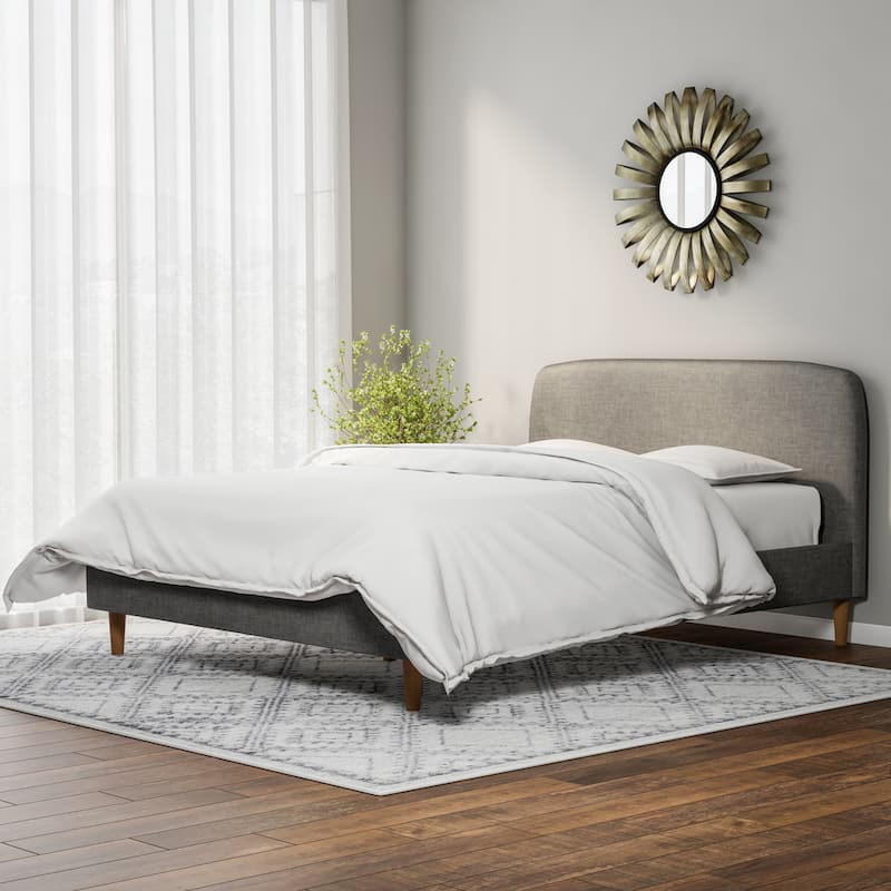 Mid-Century Fabric Upholstered Platform Bed by Baxton Studio