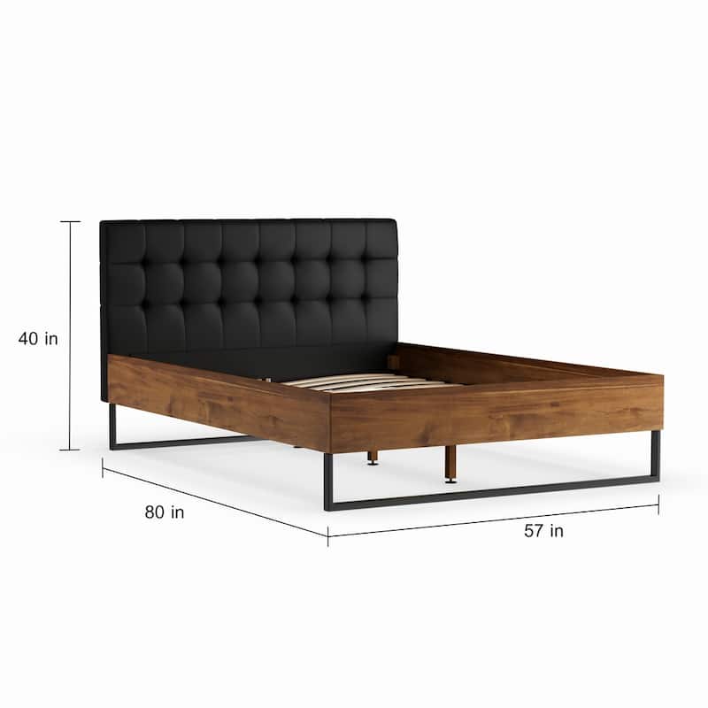 Industrial Mixed Material Platform Bed with Headboard by Baxton Studio