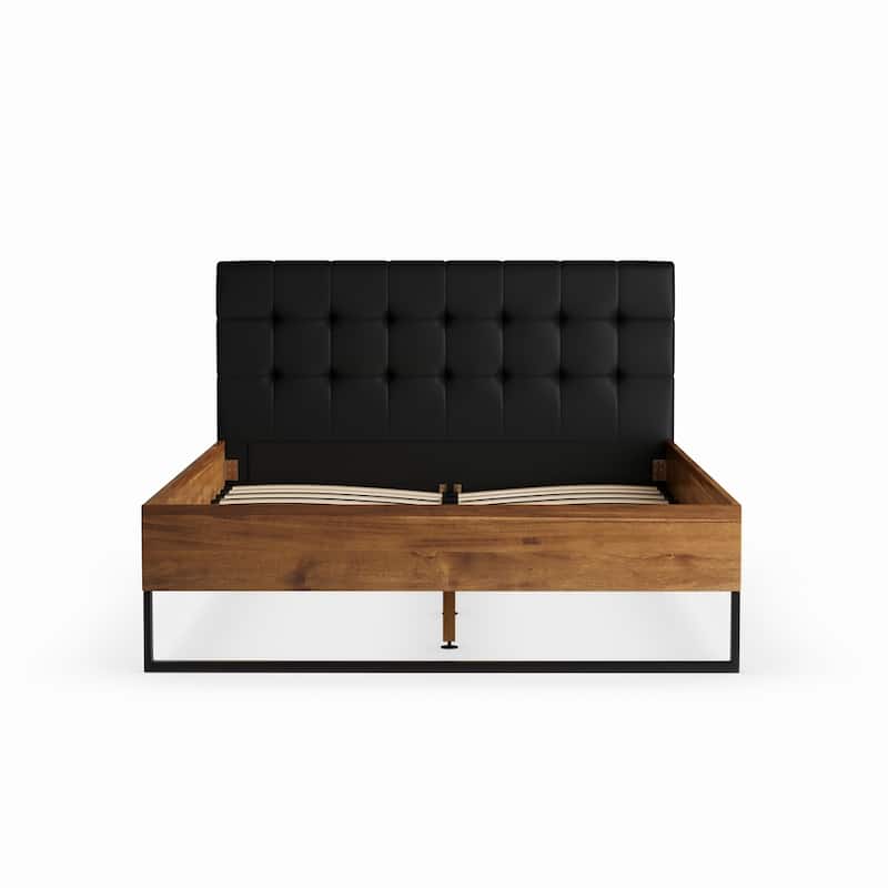 Industrial Mixed Material Platform Bed with Headboard by Baxton Studio