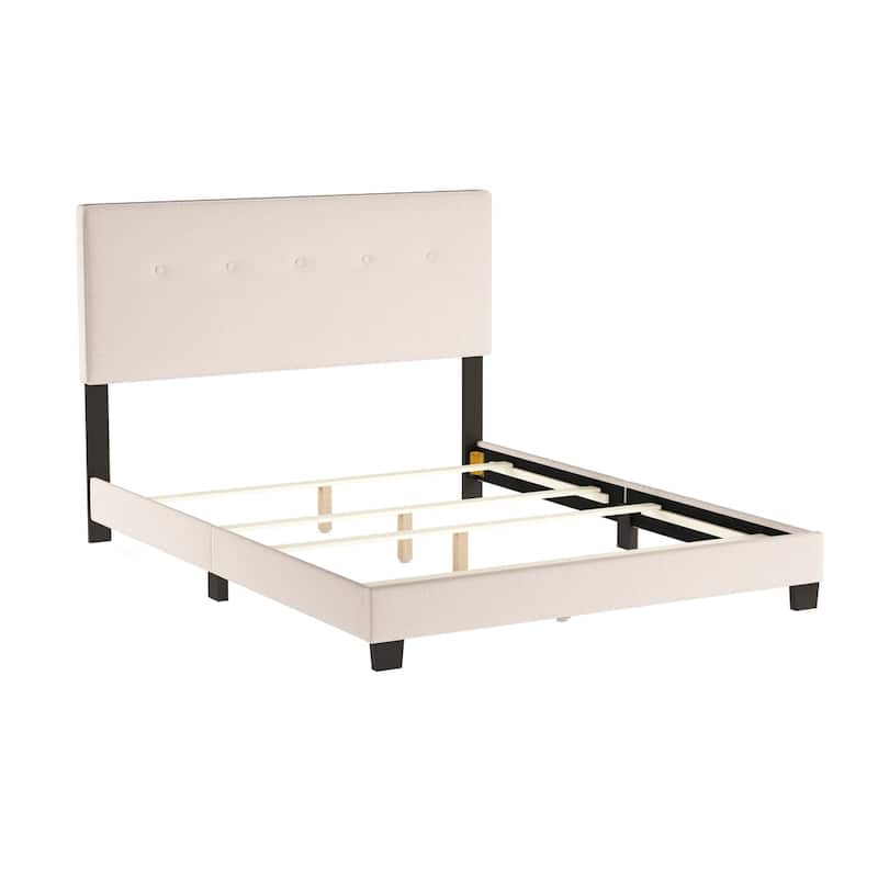 Porch & Den Desota Contemporary Upholstered Bed - Beige - King